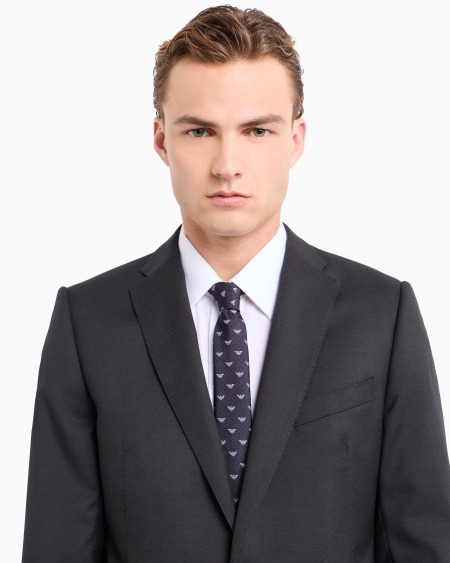 Armani Corbata De Seda Pura Con Motivo Integral De Microáguila En Tejido Jacquard