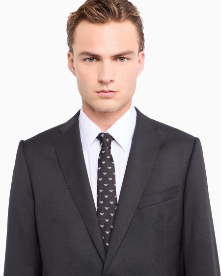 Armani Corbata De Seda Pura Con Motivo Integral De Microáguila En Tejido Jacquard