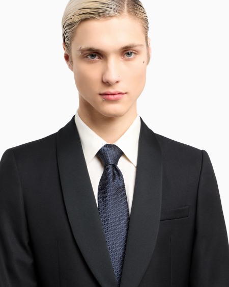 Armani Corbata De Seda Pura Con Motivo Integral En Tejido Jacquard