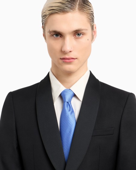 Armani Corbata De Seda Pura Con Motivo Integral En Tejido Jacquard