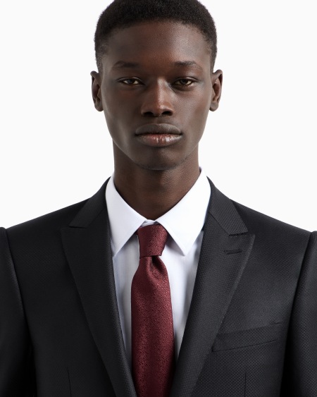 Armani Corbata De Seda Pura Con Tejido Jacquard De Efecto Gofrado