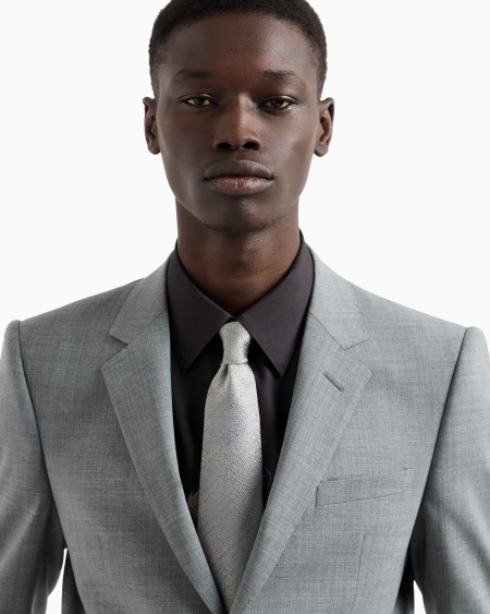 Armani Corbata De Seda Pura Con Tejido Jacquard De Efecto Gofrado