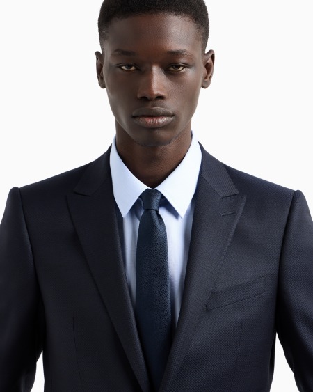 Armani Corbata De Seda Pura Con Tejido Jacquard De Efecto Gofrado