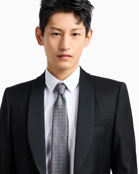 Armani Corbata De Seda Pura Y Tejido Jacquard Con Motivo De águila Y Cuadros