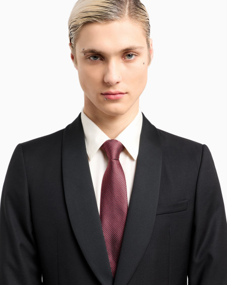 Armani Corbata De Tejido Jacquard De Seda Pura Con Microcuadros