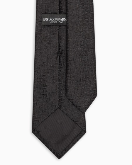Armani Corbata En Mezcla De Seda Con Motivo Chevrón En Tejido Jacquard