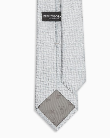 Armani Corbata En Mezcla De Seda Con Motivo Chevrón En Tejido Jacquard