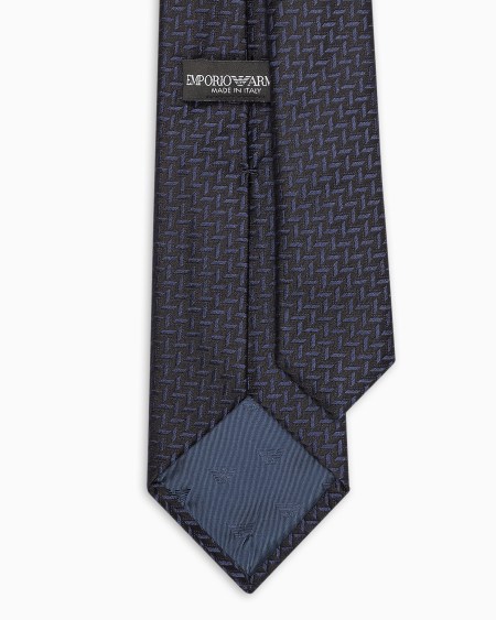 Armani Corbata En Mezcla De Seda Con Motivo Chevrón En Tejido Jacquard