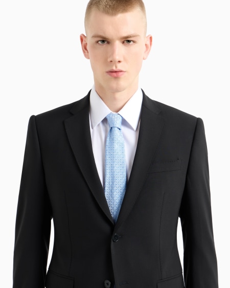 Armani Corbata En Seda Pura Con Fantasía En Tejido Jacquard