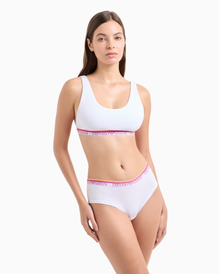 Armani Culotte De Algodón Orgánico Iconic Con Banda Con Logotipo ASV