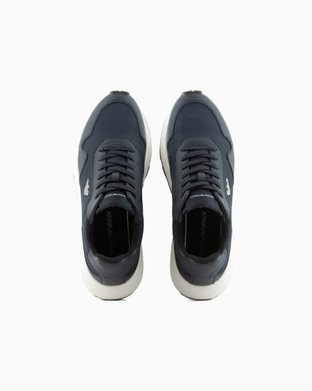 Armani Deportivas De Nailon Reciclado Con Detalles En Piel Saffiano Regenerada ASV