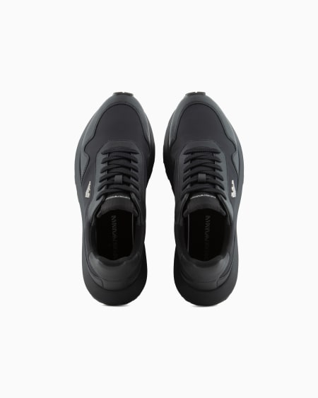 Armani Deportivas De Nailon Reciclado Con Detalles En Piel Saffiano Regenerada ASV