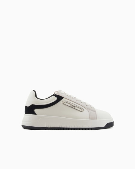 Armani Deportivas de piel con detalles de ante y placa de águila