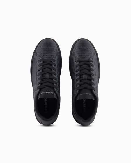 Armani Deportivas De Piel Con Inscripción Integral Del Logotipo