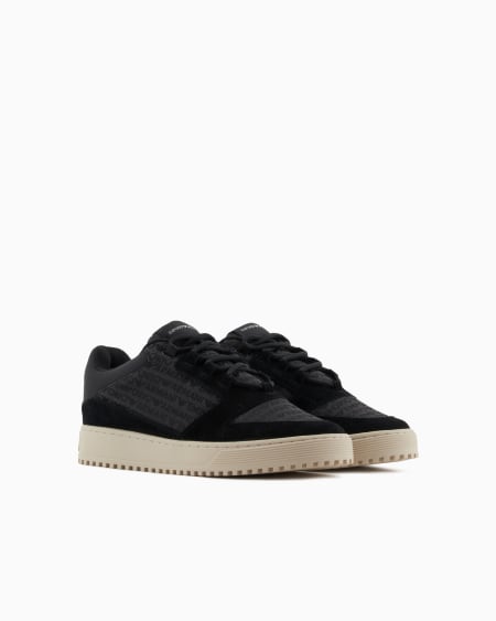 Armani Deportivas De Tejido Jacquard Con Inscripción Del Logotipo Y Detalles De Ante