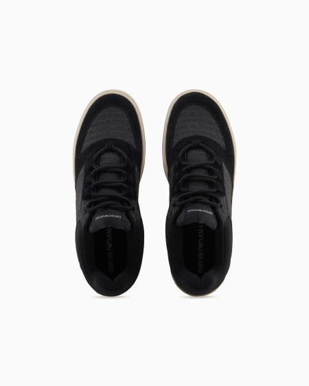 Armani Deportivas De Tejido Jacquard Con Inscripción Del Logotipo Y Detalles De Ante