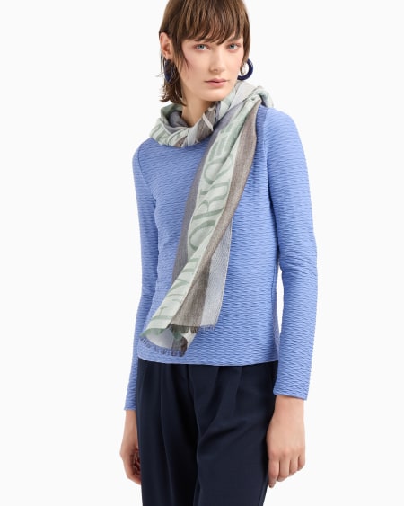 Armani Estola Con Motivo Vertical Y Logotipo Since 1981 En Tejido Jacquard