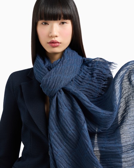 Armani Estola En Mezcla De Lino Cepillado Con Lunares De Tejido Jacquard