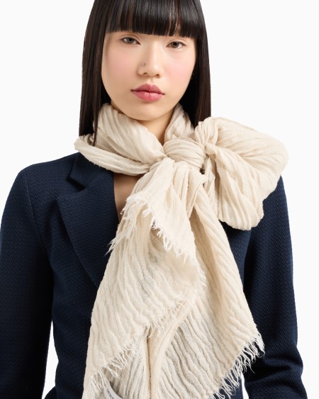 Armani Estola En Mezcla De Lino Cepillado Con Lunares De Tejido Jacquard