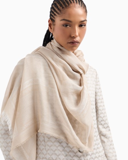 Armani Estola En Mezcla De Modal Cepillado Con Logotipo Integral En Tejido Jacquard