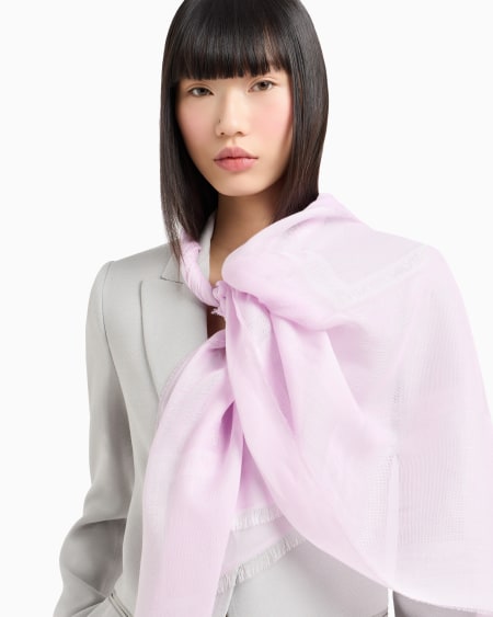 Armani Estola En Mezcla De Modal Cepillado Con Logotipo Integral En Tejido Jacquard