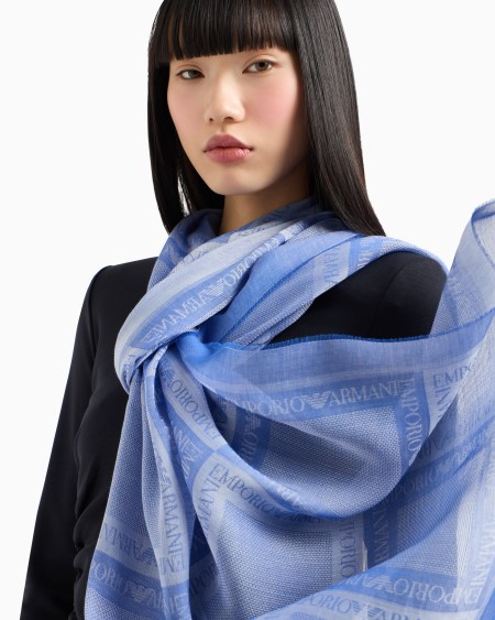 Armani Estola En Mezcla De Modal Cepillado Con Logotipo Integral En Tejido Jacquard