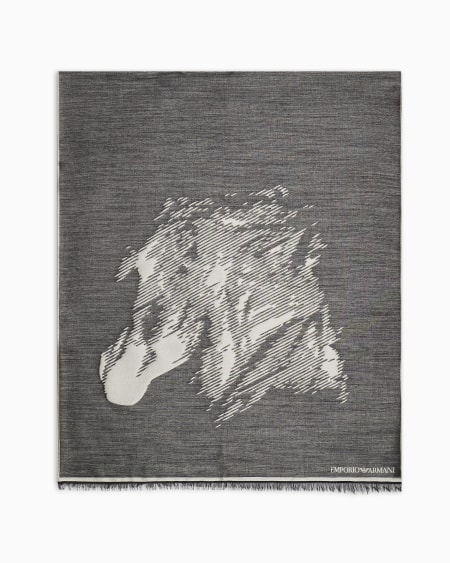 Armani Estola en mezcla de modal con diseño de caballo en tejido jacquard