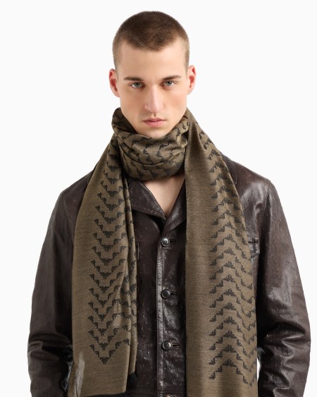 Armani Estola En Mezcla De Modal Con Motivo Integral De águilas En Tejido Jacquard