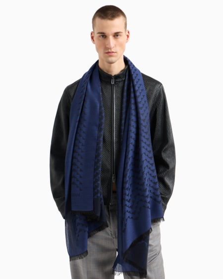 Armani Estola En Mezcla De Modal Con Motivo Integral De águilas En Tejido Jacquard