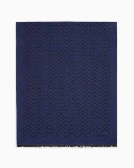 Armani Estola en mezcla de modal con motivo integral de águilas en tejido jacquard