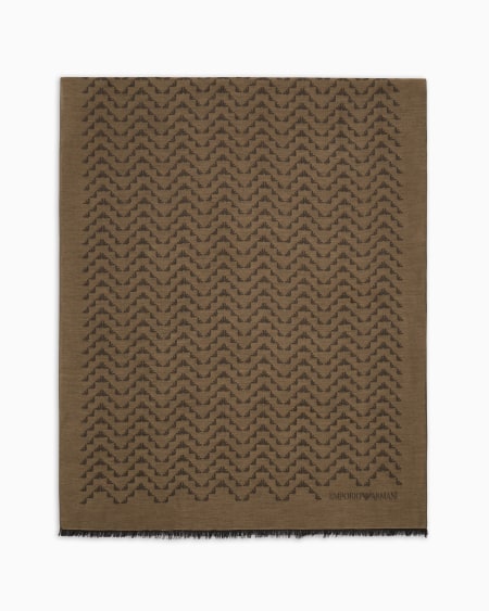 Armani Estola en mezcla de modal con motivo integral de águilas en tejido jacquard