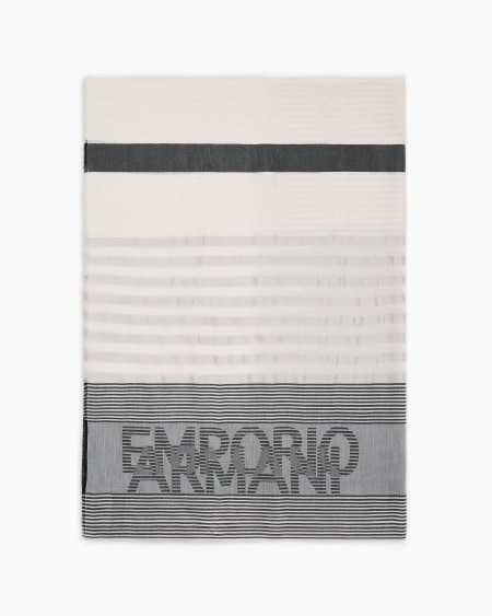 Armani Estola en mezcla de modal con rayas de tejido jacquard y logotipo