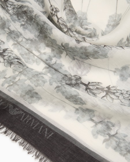 Armani Estola En Mezcla De Modal Y Lino Con Estampado Floral