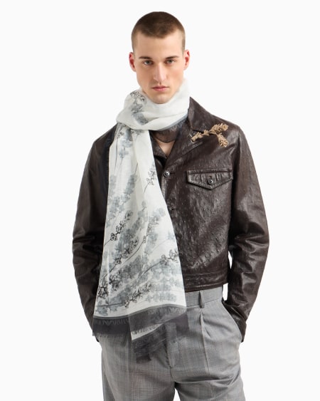 Armani Estola En Mezcla De Modal Y Lino Con Estampado Floral