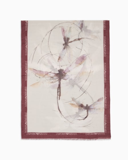 Armani Estola en mezcla de modal y lino con estampado floral