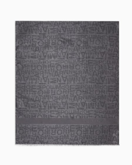 Armani Estola en mezcla de modal y lúrex con inscripción en tejido jacquard