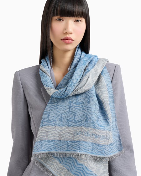 Armani Estola En Mezcla De Modal Y Tejido Jacquard Con Chevrón Abstracto