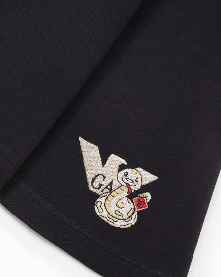 Armani Falda Con Cintura Elástica En Punto Doble Con Bordado Del