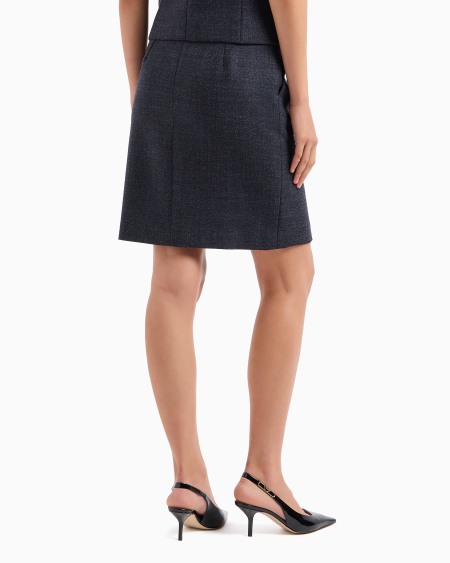 Armani Falda De Tubo Con Abertura En Grisalla Compacta De Lana Mouliné