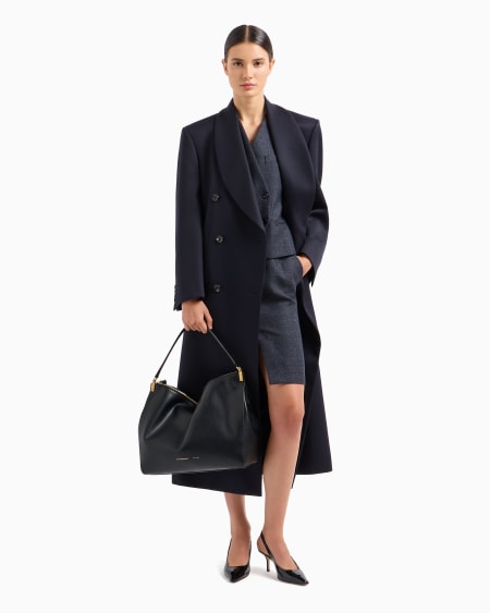 Armani Falda De Tubo Con Abertura En Grisalla Compacta De Lana Mouliné