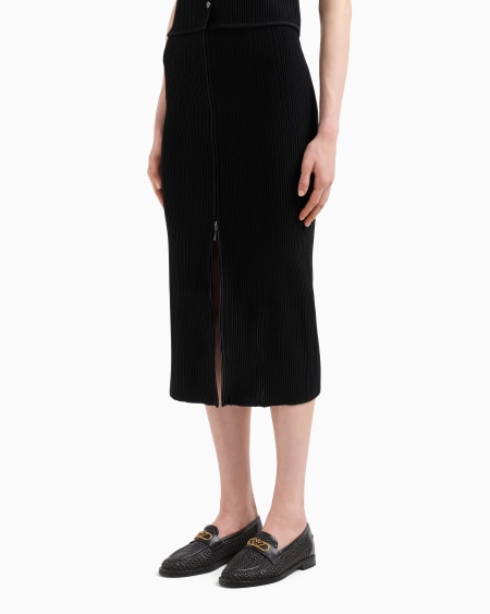 Armani Falda De Tubo Con Cremallera Completa De Tejido Ottoman Satinado