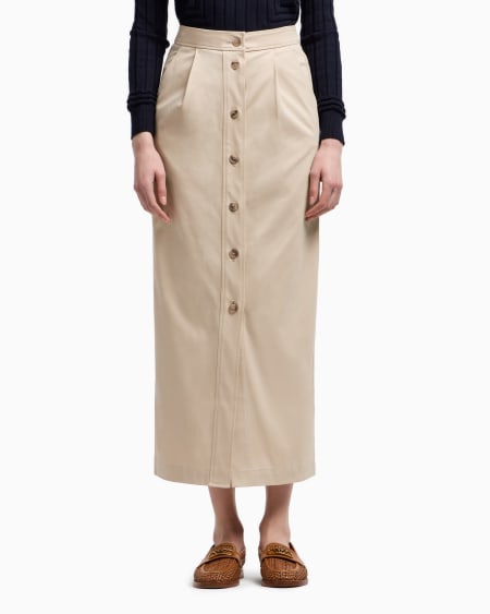 Armani Falda Larga Con Botones De Algodón Cepillado