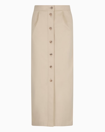 Armani Falda larga con botones de algodón cepillado