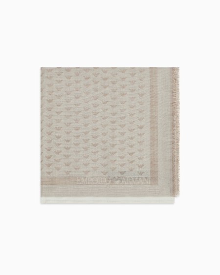 Armani Fular de mezcla de lana virgen con motivo integral de microáguilas