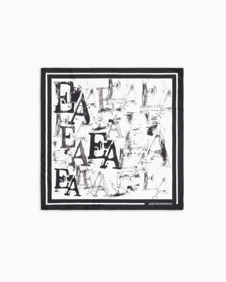 Armani Fular de seda pura con estampado de logotipo