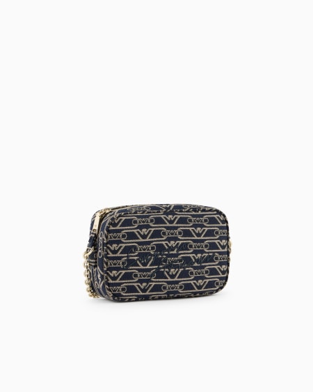 Armani Funda Para Cámara En Lona De Tejido Jacquard Con Monograma Integral Y Correa De Cadena