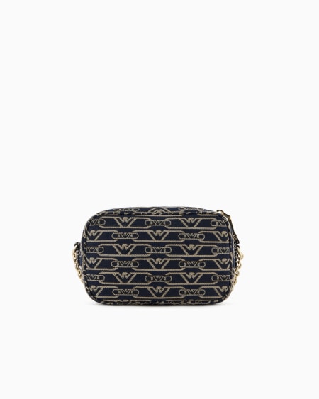 Armani Funda Para Cámara En Lona De Tejido Jacquard Con Monograma Integral Y Correa De Cadena