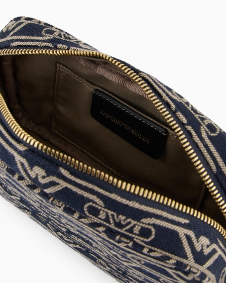 Armani Funda Para Cámara En Lona De Tejido Jacquard Con Monograma Integral Y Correa De Cadena