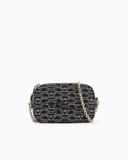 Armani Funda para cámara en lona de tejido jacquard con monograma integral y correa de cadena