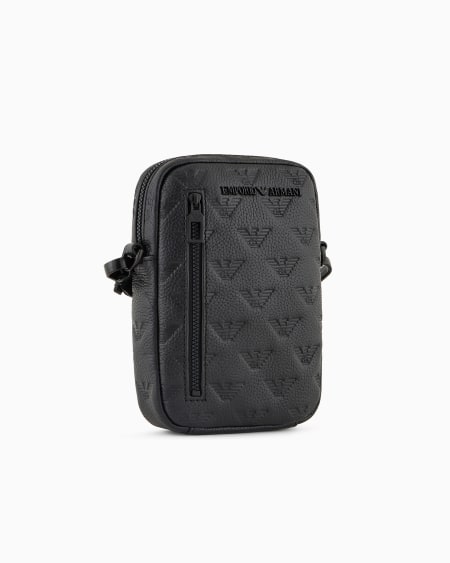 Armani Funda Para Dispositivos Electrónicos Con Bandolera De Piel Con Motivo Integral De águila En Relieve